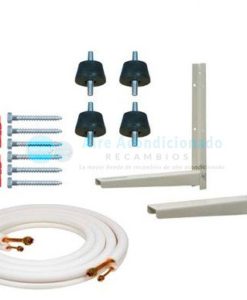 KIT INSTALACION 1/4'-3/8' (3M. TUBO DOBLE AISLADO ABOCARDADO + SOPORTE + FIJACION + ANTIVIBR.)