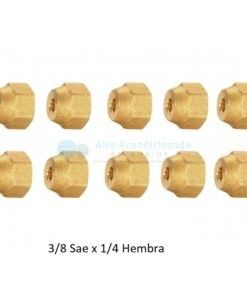 10 Tuercas Reducidas Latón 3/8 Sae x 1/4 Hembra