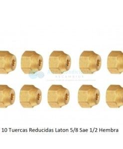 10 Tuercas Reducidas Laton 5/8 Sae 1/2 Hembra