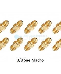 10 Uniones Roscadas 3/8 Sae Macho Tubo Cobre