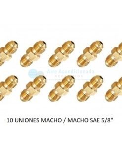 10 Uniones Roscadas 5/8 Sae Macho Tubo Cobre