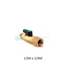 Llave Paso Gas Refrigerante Conector Valvula Bola 1/4H x 1/4M Sae