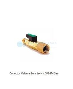 Conector Válvula Bola 1/4H x 5/16M Sae Llave Paso Gas Refrigerante