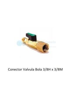 Paso Gas Refrigerante Conector Llave  Bola 3/8H x 3/8M Sae