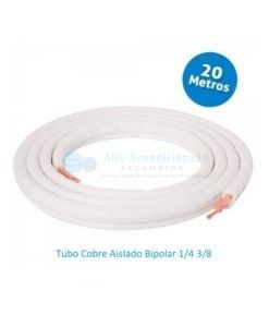 Tubo Cobre Aislado Bipolar 1/4 3/8  20 metros - transporte incluido