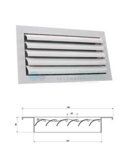 Reja de impulsión techo lama curva con regulación  lacada 200 x 100 mm.