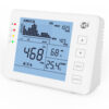 Dispositivo para medir la calidad del aire, incluyendo temperatura, humedad y CO2, que se puede colocar sobre una mesa o fijar a la pared, modelo SEI AQM10.