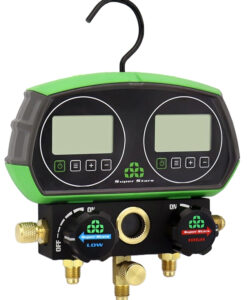 Analizador digital de 2 válvulas antichoque SUPER STARS ST-B268D con mangueras y 90 refrigerantes incluídos