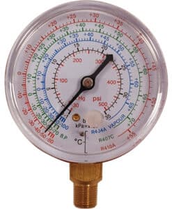 Manómetro vertical de alta presión 1/8" NPT para R410A Ø63mm