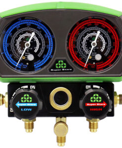 Estuche analizador de 2 válvulas antichoque SUPER STARS ST-B268 para R32, R410A, R407C y R134a con mangueras