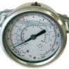 Manómetro de glicerina horizontal de alta con puente para R134a,R404A y R407C Ø63mm