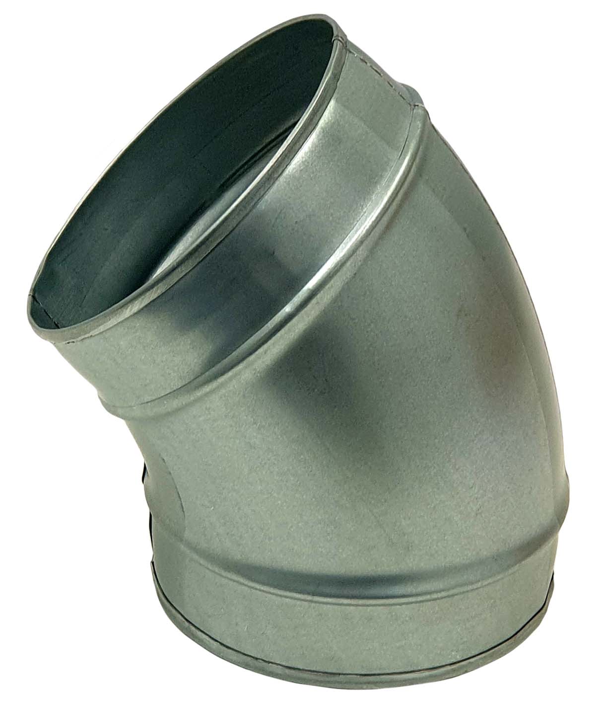 Codo para conducto galvanizado helicoidal MERCATUB macho-macho de 45º y Ø150mm de diámetro