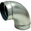 Codo para conducto galvanizado helicoidal MERCATUB macho-macho de 90º y Ø100mm de diámetro