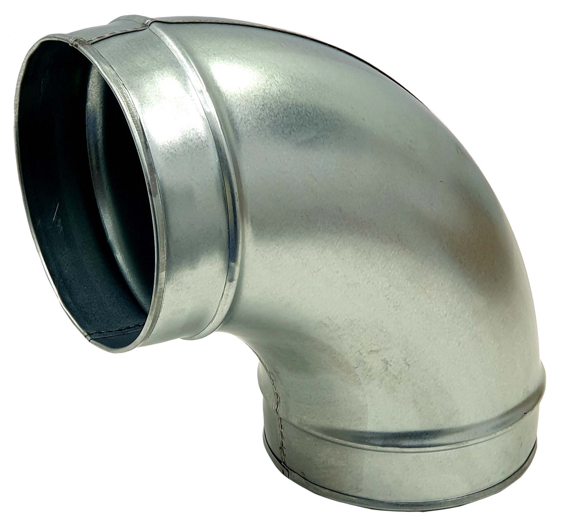 Codo para conducto galvanizado helicoidal MERCATUB macho-macho de 90º y Ø100mm de diámetro